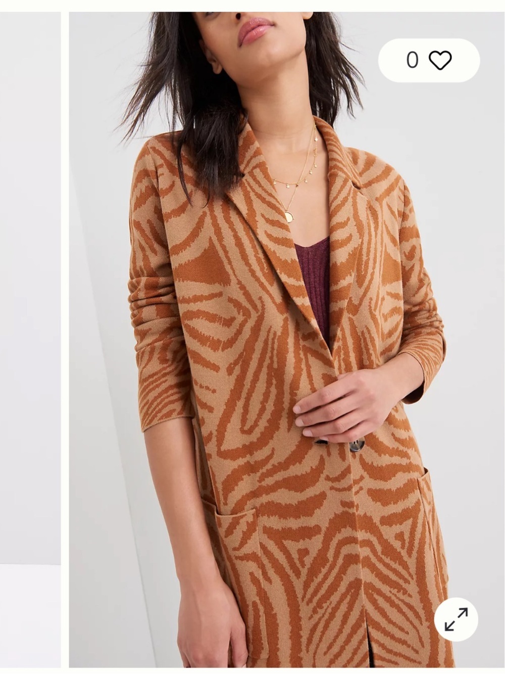 Anthropologie Maeve Ayla Zebra Knit Cardigan